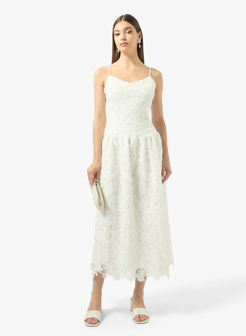 جاست مي فستان ميدي بشريط دانتيل مفصل